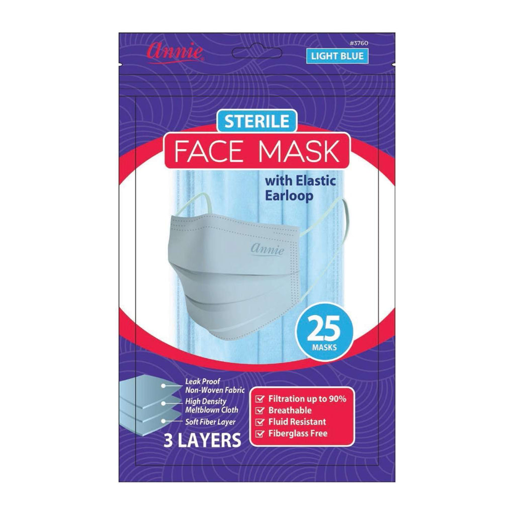 Annie Premium Face Mask One Size 25ct. Light Blue